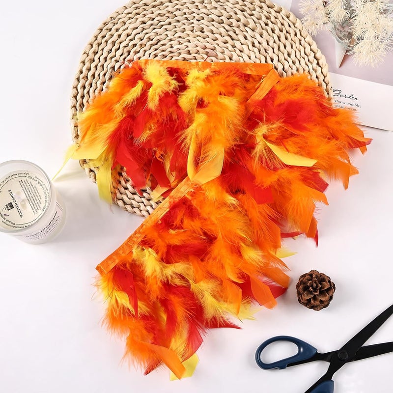 MAOFENG 2 Yards Natural Turkey Feathers Trim Sewing Fringe Fashion Dress Sewing 4-6inch for DIY Handicrafts Costumes Decoration,Red+Orange+Yellow - Image 5